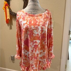 Rose & Olive Orange and Pink Floral Blouse